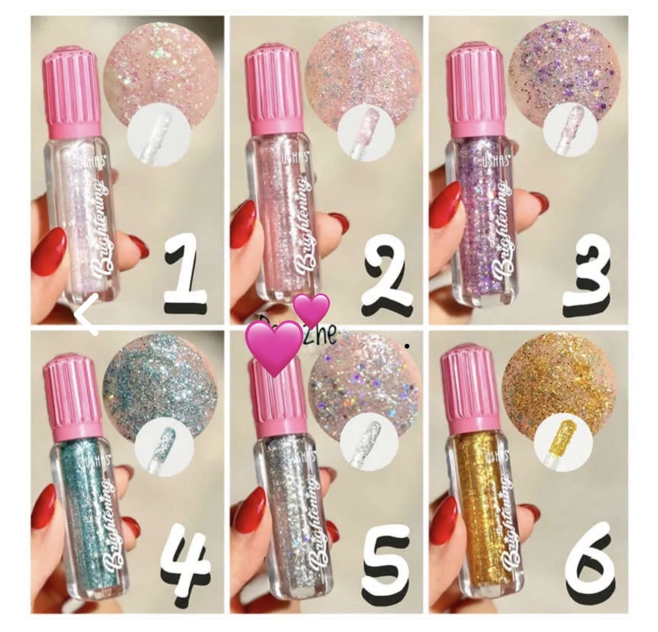 سایه مایع گلیتری شاین دار یوشاس ✨
